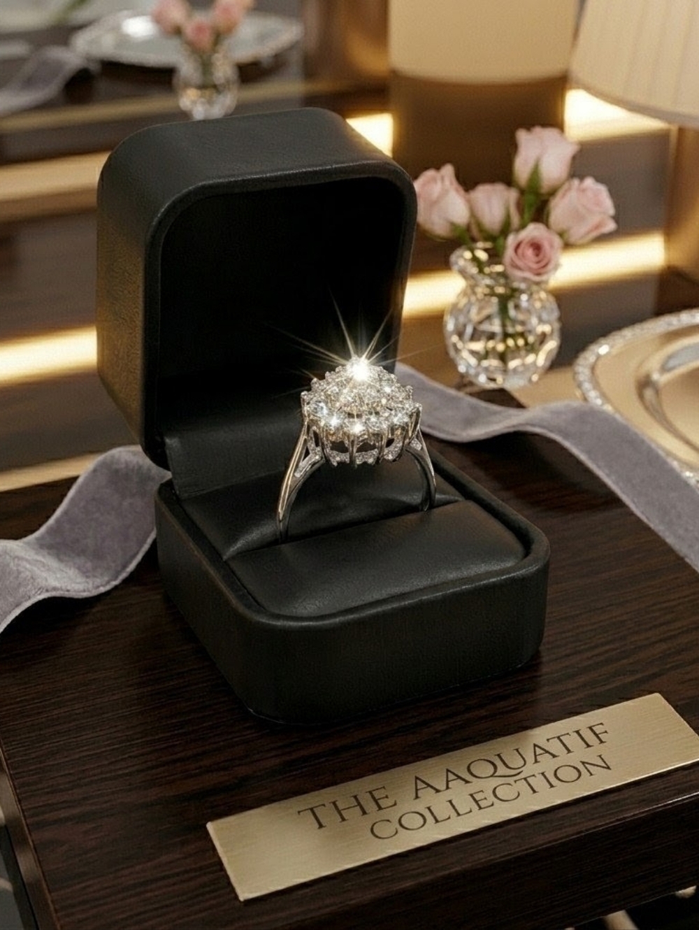 Vintage 925 Sterling Silver 5A High-Dispersion Starburst Cocktail Ring Rhodium - Picture 6 of 7
